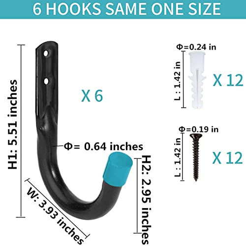 Katkuca Garage Storage Hooks Heavy Duty Wall Mounted Garage Storage Utility Hooks And Hangers-Organizer For Tools,Bikes,Ladders,Chairs (6Pack Blue) #TOP1