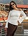 ZESICA Women's Off Shoulder Tops Bell Long Sleeve Shirts 2026 Spring Trendy Going Out Ruched Tight Fitted Y2K Clothes White Medium