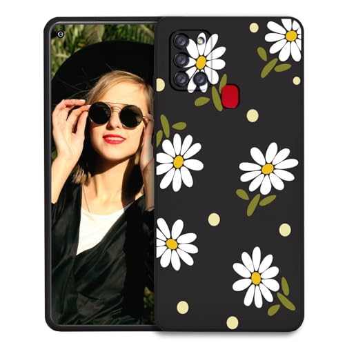 POUHYE Cover per Samsung Galaxy A21s Custodia, Morbida Copertura Protettiva in Silicone TPU con Protezione Della Fotocamera, Resistente Case del Telefono Antiurto Nero
