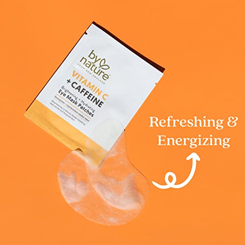 By Nature Vitamin C + Caffeine Brightening + Hydrating Under Eye Mask Patches - Energizing + Replenishing Eye Patches For Dark Circles - Skincare From New Zealand - Under Eye Patches - 5 Pairs #TOP4