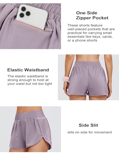 Blooming Jelly Women's Quick-Dry Running Shorts Sport Gym Athletic Workout Shorts with Pockets 2026 (Small, Purple) - Thumbnail 3