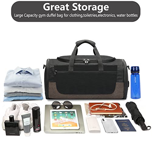 Gym Duffle Bag For Men And Women, Small Travel Duffle Bag Fitness Workout Bag With Wet Pocket And Shoes Compartment 40L Lightweight, Water Resistant Large Weekender Overnight Bags, Christmas Gift #TOP1