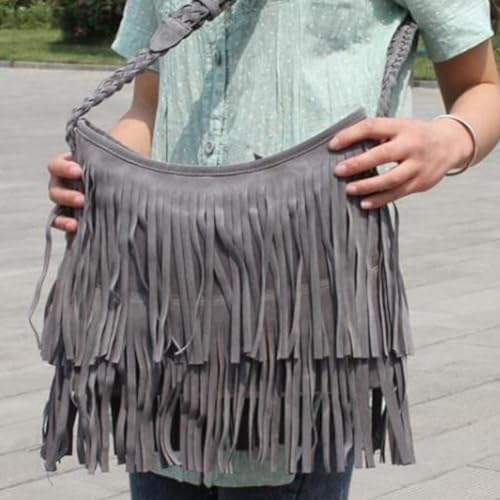 Image of Fringe Crossbody Handbag: Black Fringe Purse Crossbody Bag For Women Summer