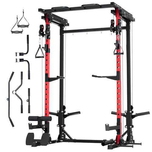 Image of MAJOR FITNESS Drone3 Power Rack, 2500lbs Multi-Function Home Gym Squat Rack with Dual Pulley System, Pull-Up Bar & J-Hooks, Heavy-Duty Steel Frame for Maximum Stability & Strength Training