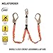 WELKFORDER Double Leg 6-Foot Safety Lanyard for Consturction Shock Absorber Stretchable Lanyard with Snap & Rebar Hook Connectors ANSI Z359.13-2013 Complaint