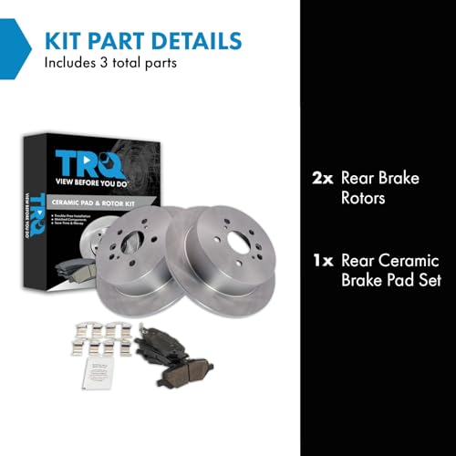 Image of TRQ Rear Ceramic Brake Pad and Rotor Set Compatible with 2009-2015 Toyota Venza