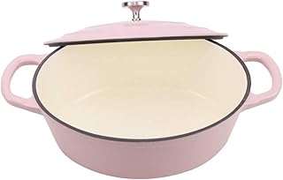 JiangKui Four Hollandais avec Couvercle Marmite Ovale en Fonte de 28 cm Cocotte Multifonctionnelle en Émail Poêle à Frire Antiadhésive Wok Idéal Pour la Cuisson Au Four Braiser Fryin Rôtir Gratuiteme