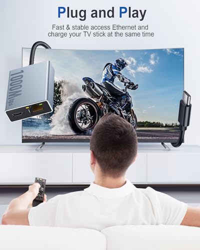 ZEXMTE Adaptador Gigabit Ethernet para Fire TV Stick, adaptador de rede Ethernet micro USB para RJ45