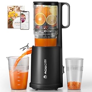Aobosi Cold Press Juicer, 5.4" Feed Chute Self-Feeding for Hands-Free Operation, Juice Machine Fit Whole Fruits & Vegetables, Slow Masticating Juicer For More Juice, Less Pulp, Triple Filter