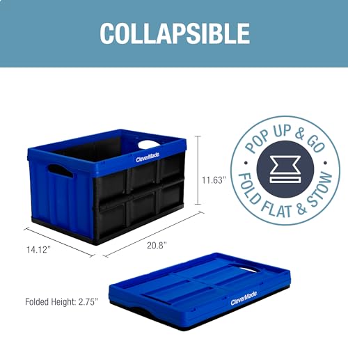 image for CleverMade Collapsible Storage Bin, Royal Blue, 3PK - 46L (12 Gal) Sta