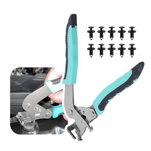 Purthog Upgraded Car Clip Pliers and Disassembly Tools with Plastic Rivets,Labor-Saving Automotive Clip Removal Tool with Non-damaging/Spade Jaws,Non-Slip Car Panel Clips Removal Pliers