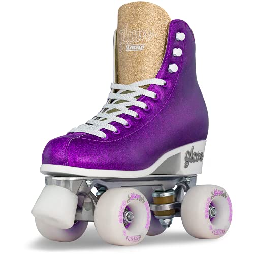Crazy Skates Glam Roller Skates | Adjustable or Fixed Sizes | Glitter Sparkle Quad Skates for Women and Girls - Purple Adjustable (Size: Medium | US Mens 3-6 | US Ladies 3-6 | EU 35-38)