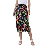 ALAZA Colorful Music Notes Black Women's Skirts Split Skirt Weekend Skirts XXL