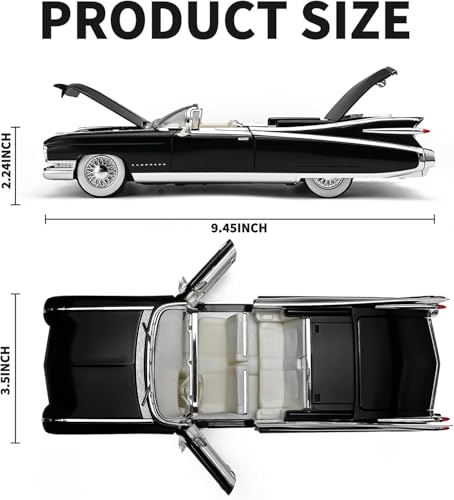 Image of 1:24 Scale Big Cadillac Eldorado Alloy Pickup Car Toy Metal Pull Back Diecast Car with Openable Door and Sound Light, Gifts Toys for Kids【Black】