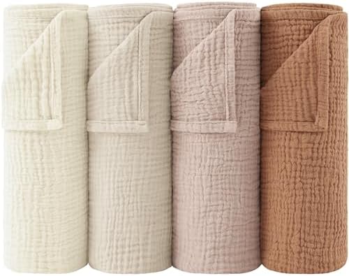 Bearmoss Moltontücher Baby 100% Baumwolle Weiche Spucktücher Baby,Atmungsaktiv und Extrem Saugfähig Musselin Tuch für Saugstark Mulltücher 4er 60x60cm (Braun)