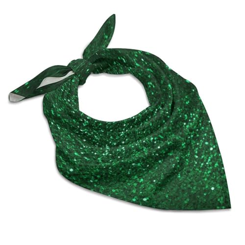 Green Sequin Sparkle 18 Inches Satin Head Scarf Lightweight Silk Hair Scarves Soft Silk Head Scarf for Women Large Satin Bandanas Square Headscarf Fashion Headband Neckerchief Neck Scarves Gift