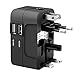 Adattatore Universale da Viaggio, Mengtech Caricatore Adattatore Universale 6A, 2 porta caricabatterie USB(5V/1A/2.1A), per Tablet Smartphone oltre 200 paesi (USA, UK, EU AUS)Nero