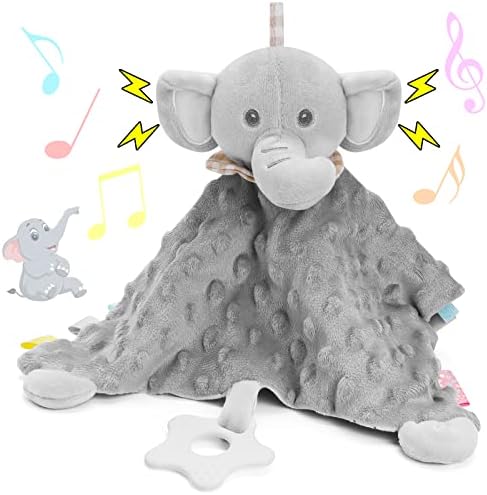 Baby Comforter Blanket for Newborn Toys - Babies Blankets Sleep Security Toy Girl Sensory Teething Comforters Soft Touch Tag Safe Snuggle Comfort for Boy Teether Gift 0-6 Month Year Grey Elephant