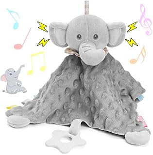 Baby Comforter Blanket for Newborn Toys - Babies Blankets Sleep Security Toy Girl Sensory Teething Comforters Soft Touch Tag Safe Snuggle Comfort for Boy Teether Gift 0-6 Month Year Grey Elephant