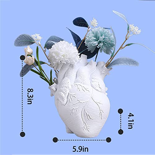 Anatomical Heart Vases Creative For Flowers Customized Sculpture Shaped Resin Art Vase Desktop Home Decoration Gift For Living Room (White) #TOP4