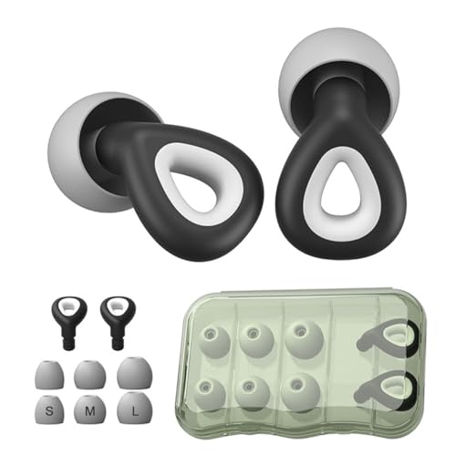 Auriselle Tapones para Dormir de Silicona Tapones Reutilizables con 35 db de Reducción de Ruido Tapones Blandos Puntas de Silicona Reemplazables 3 Tamaños(S,M,L), Negro