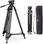 SmallRig Système de trépied vidéo, 73" Tripode lourd avec 360 Degré Fluid Tête et plaque de libération rapide pour DSLR, Caméscope, Cameras-3751B