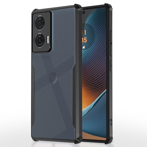 Image of Pikkme Motorola Moto Edge 50 Fusion 5G / Motorola Moto G96 5G Back Cover | Crystal Clear Transparent Back | Ultra Hyrbid | Full Camera Protection | Raised Edge | Bumper Back Case (Black)