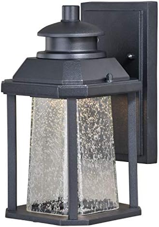 VAXCEL Freeport 9.75 in. H 1-Light Textured Black Dusk to Dawn Sensor Outdoor Wall Sconce, Rust-Resistant Aluminum, Clear Seeded Glass Shade, Integrated LED for Porch Patio Front Door or Garage