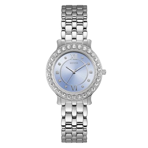 Guess Women's U1062L Series| 34mm Analog Dress Watch| Stainless Steel Case| Stainless Steel Bracelet with Pilot Buckle| 