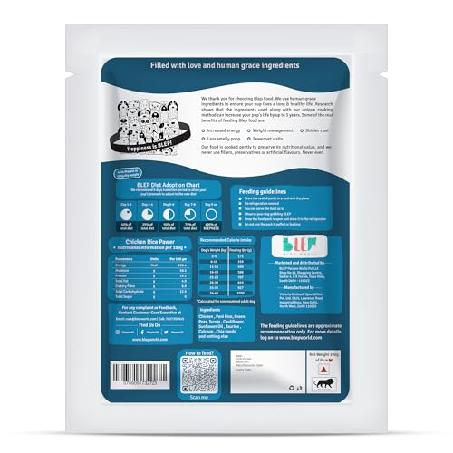 Image of BLEP Healthy Dog Food Trial Pack for Adult & Puppies | Chicken Rice | Zero Preservatives | Wet Dog Food | Complete Meal & Balanced 500 g | 5 Packs of 100g