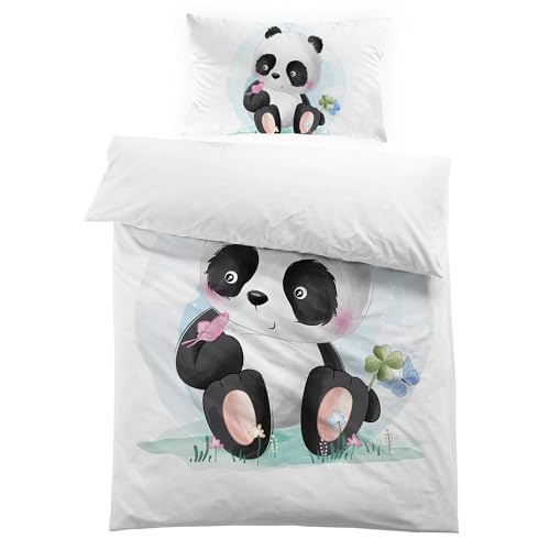 MUSOLEI Funda nórdica Infantil para niños Funda de edredón Panda Cama 90 Individual Juvenil 135x200cm ‎Poliéster impresión 3D 1 Juego de Ropa de cama1 Funda de Almohada 50x75cm