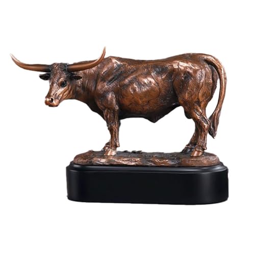 Longhorn Steer Figure Bronze Plated Statue Sculpture