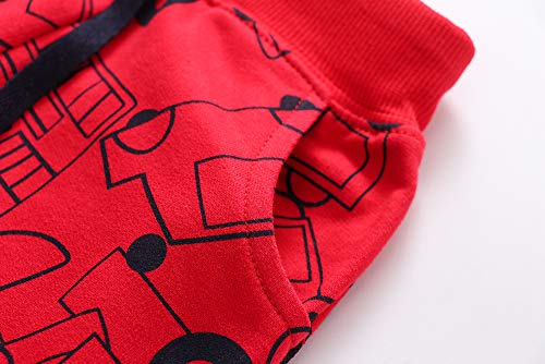 HUAER& Boys Cartoon Print Dinosaur Monkey Pattern Cotton Pants Drawstring Elastic Sweatpants4