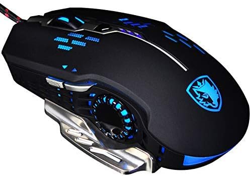 S7 Wired Gaming Mouse,4 Adjustable DPI Levels,6 Circular & Breathing LED Light, 6 Buttons,Flash Wing For MAC&PC(Black)