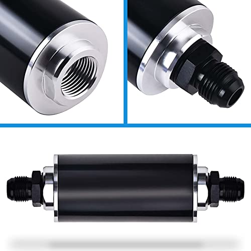58Mm 30 Micron Inline Fuel Filter 6An 8An 10An Aluminum Fuel/Gas/Petrol Filter Adapter Fittings & Fuel Filter Mounting Bracket Universal Cleanable Black #TOP1