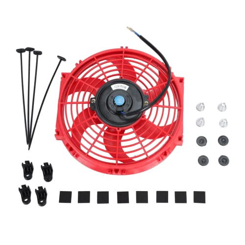 2Pcs 10 Inch Slim Fan Push Pull Electric Radiator Cooling 12V 80W Mount Universal Kit Red #TOP3