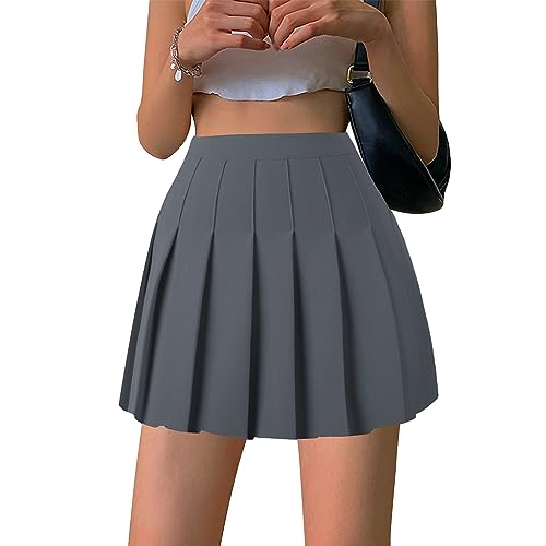 Image of Girstunm Pleated Basic School Uniform Cheerleader Skirts | High Waist Skirt, A-line Mini Silhouette, Tennis Skater Skirt, For Campus, School Uniform, Cheer Outfits, Daily Casual Wear
