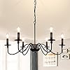 Depuley Black Farmhouse Chandeliers, 6-Light Industrial Iron Chandeliers Lighting, Classic Candle Ceiling Pendant Light Fixture for Foyer, Living Room, Kitchen Island, Dining Room, Bedroom