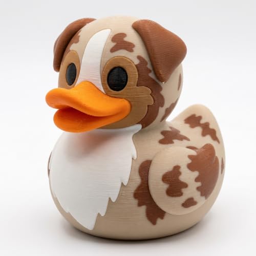 Red Merle Australian Shepherd Duck Collectible Figurine - Unique Desk Decor for Adults – 3D Printed in Canada