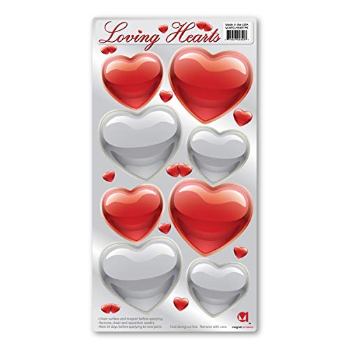 Hearts Pack Magnet By Magnet America Dimensions 5 3/4" X 11 1/2" Lg: 2 7/8" X 2 1/2" Sm: 2 1/8" X 2" Made For Vehicles And Refrigerators #TOP16