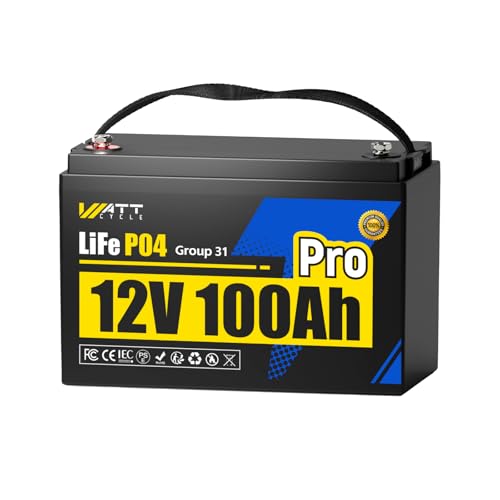 Image of WattCycle 12V 100Ah LiFePO4 Battery, Lithium Battery 12V 110A BMS, Lithium RV Batteries 15000+ Deep Cycles, Built-in Low-Temperature Protection, Perfect for Home Energy, RV, Marine, Solar