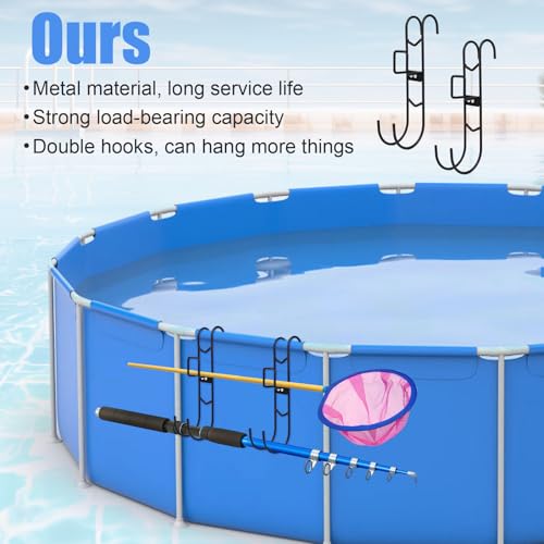 lasuroa 2stk Pool Haken, 25x8,3x4,3cm Metallhaken Poolstangen Aufhänger Robuste Pool Zubehör Halter Haken Aufhänger von Skimmer Schlauch Rechen Netz Wasserleitung Poolausrüstung(Schwarz)