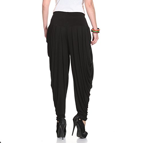 Legis Viscose Relaxed Yoga Fitness Active And Dance Wear Dhoti Pants For Women One Size - Black #TOP1