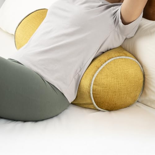 Image of Wakefit Super Soft Bolster Pillow | Set of 2 | 25x10 Inch | Hollow Fiber Filling & Premium Textured Upholstery Fabric | Machine Washable Pillows | for Bed, Sofa & Diwan - Yellow