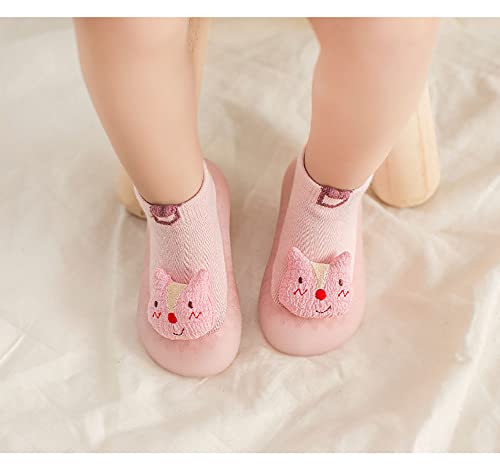 Baby Sock Shoes(0~36 Months)Toddler Non-Slip Soft Bottom First Walking Shoes Breathable Lightwewight Cute Animal Rubber Sole Shoes Floor Slippers For Boys Girls (Pink, Us_Footwear_Size_System, Toddler, Age_Range, Medium, 12_Months, 18_Months) #TOP1