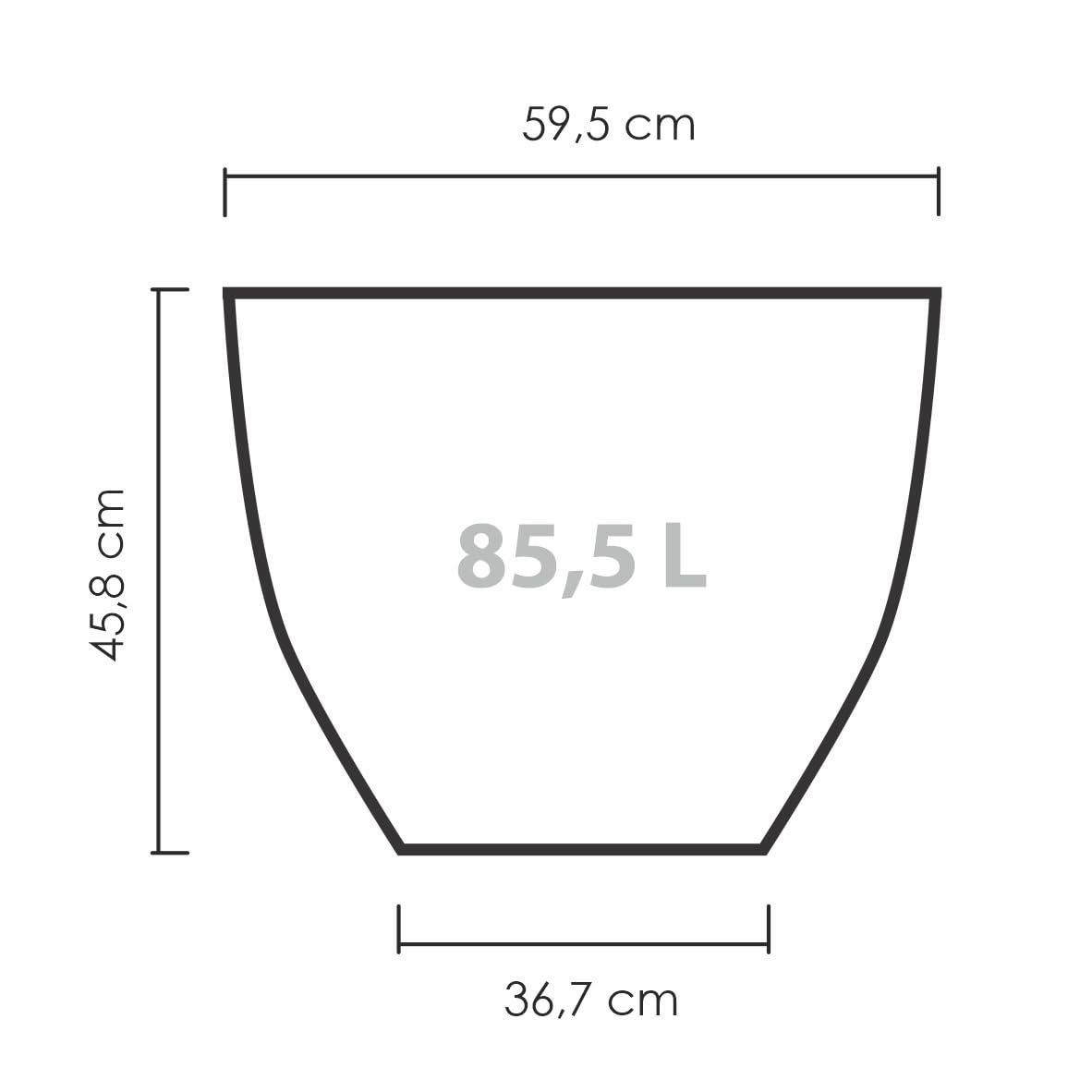 Scheurich Firenze Pflanzgefäß aus Kunststoff, Grau, Ø 59,5 cm, H 45,8 cm | Recycelter Kunststoff, 10 Jahre Garantie, Für den Außenbereich