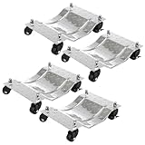 Car Wheel Dolly Set of 4, 6000 lbs Car Moving Cart with Brakes, Wheel Dolly Car Tire Stake Set, Heavy-Duty Car Tire Dolly Cart for Vehicle, Cars, Trucks, Trailers, Motorcycles, and Boats(Silver)