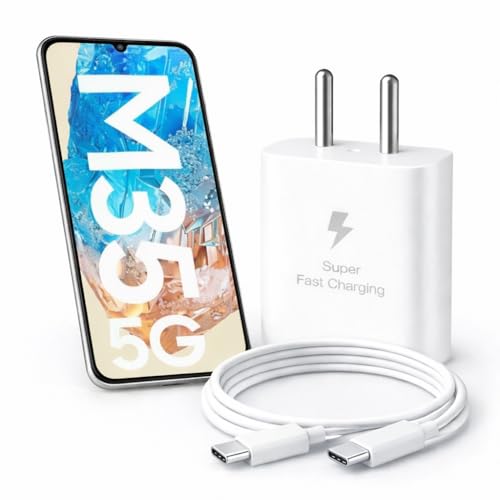 Image of 25W Charger for Samsung Galaxy M35 with Type-C to C Cable | Super Fast Charging PD Adapter for Galaxy S26 /S25 Ultra, S24 FE, M17e /A36 /A16, M15 /M17 /M55 5G, F17 /F70e /Z Fold & S /A /M /F /Z Series Phones