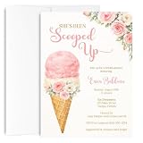 Bridal Shower Invitations, She’s Been Scooped Up Ice Cream Wedding Shower Invite Printed with Envelopes | Set of 12
