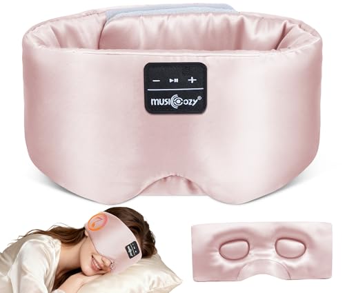 MUSICOZY 3D Silk Bluetooth Sleep Mask Headphones, Mulberry...